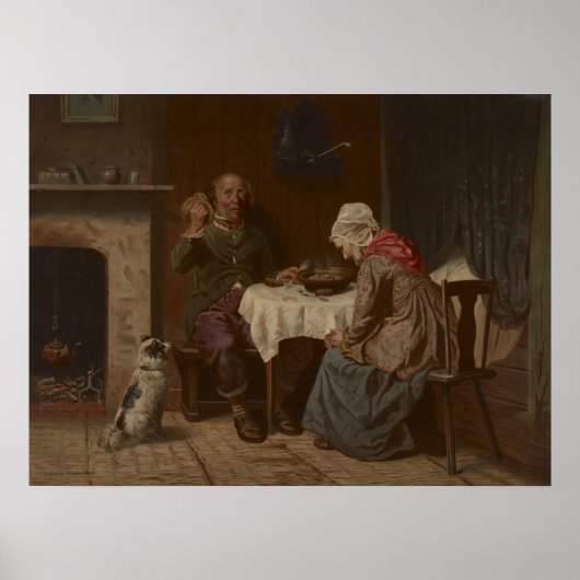 Poster Vintage demander une Bénédiction Lithographie (Devant)