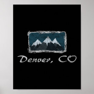 Poster Vintage Denver Colorado Hiver Skiing Fun