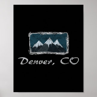 Poster Vintage Denver Colorado Hiver Skiing Fun