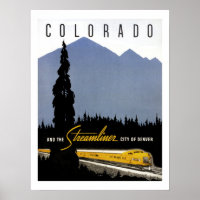 Poster vintage Denver Colorado Railroad Travel