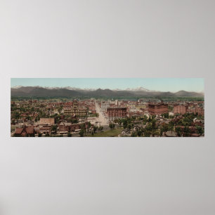 Poster Vintage Denver Colorado Skyline Photo panoramique