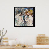 Poster vintage des 2 visages d'Alphonse Mucha (Cuisine)