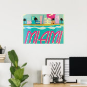 Poster vintage des années 1980 à Miami (Bureau à domicile)
