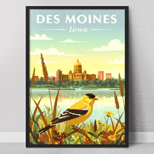 Poster Vintage Des Moines Iowa