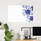 Poster Vintage dessin marguerite violette (Bureau à domicile)