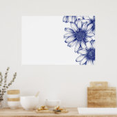 Poster Vintage dessin marguerite violette (Cuisine)