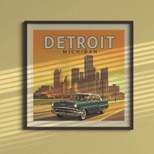 Poster Vintage Detroit Michigan