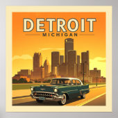 Poster Vintage Detroit Michigan (Devant)