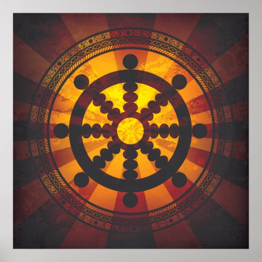 Poster Vintage Dharma Wheel Print (Devant)