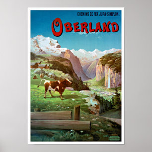 Poster vintage d'Oberland Suisse reconstitué