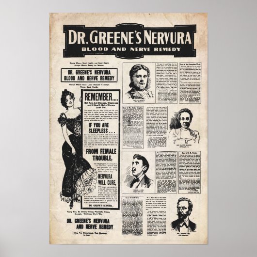 Poster vintage Dr Greene Nervura (Devant)