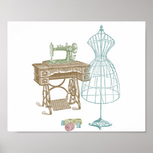 Poster Vintage Dressmaker Kit illustration
