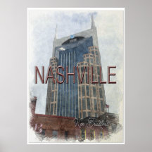 Poster vintage du centre-ville de Nashville