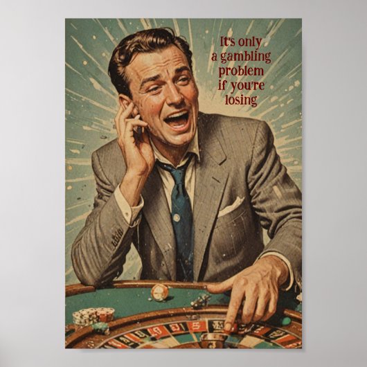 Poster vintage du joueur de roulette avec devis (Devant)