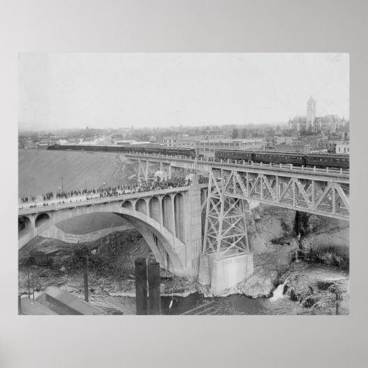 Poster vintage du réseau ferroviaire Spokane (Devant)