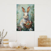 Poster Vintage Easter Bunny Print, Retro Rabbit (Cuisine)