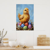 Poster Vintage Easter Chick Art Print, Pastel Farmhouse (Cuisine)