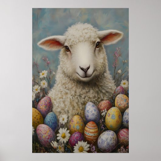 Poster Vintage Easter Lamb Print, Farmhouse Spring (Devant)