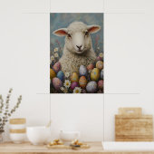 Poster Vintage Easter Lamb Print, Farmhouse Spring (Cuisine)
