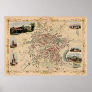 Poster Vintage Edinburgh Scotland Map (1851)