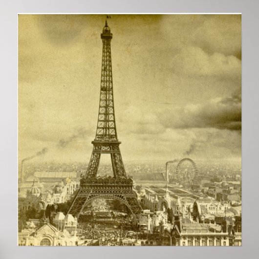 Poster Vintage Eifel Tower Paris France Stereoview 1889 (Devant)
