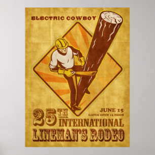poster vintage électricien de ligne de puissance