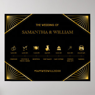 Poster Vintage Elegant Art Deco Gold Wedding Timeline