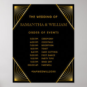 Poster Vintage Elegant Art Deco Gold Wedding Timeline