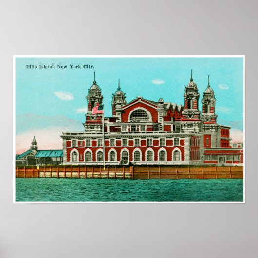 Poster Vintage Ellis Island, New York (Devant)
