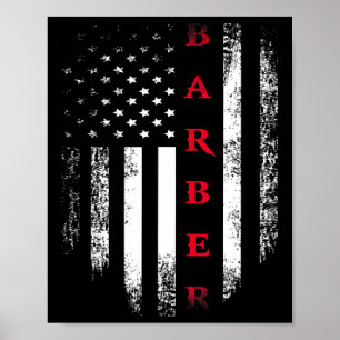 Poster Vintage États-Unis Rouge Blanc Barber Cool Drapeau