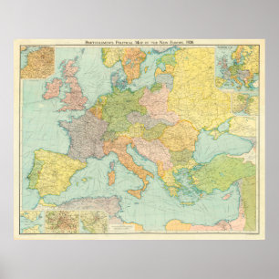 Poster Vintage Europe Map (1920)