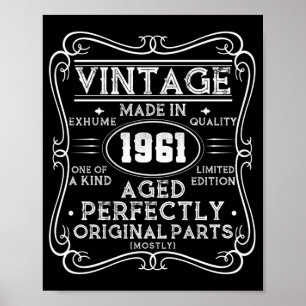 Poster Vintage Fabriqué En 1961 Retro Classic