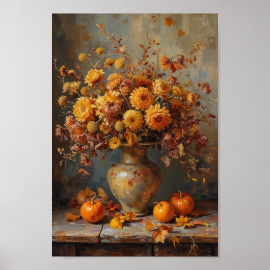 Poster Vintage Fall Dried Flowers Rustic Wall Art (Devant)