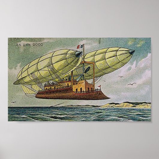 Poster Vintage - Fantastique Flying Machine de France, (Devant)