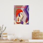 Poster Vintage femme écrevisse Abstraite (Cuisine)
