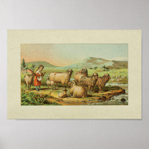Poster Vintage fermier américain Imprimer le pâturage de