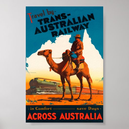Poster vintage ferroviaire Trans-Australia (Devant)