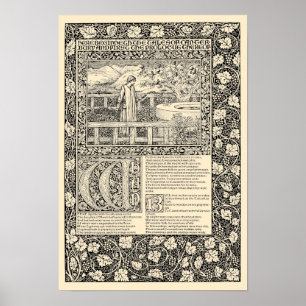 Poster Vintage feuille de chaucer par Kelmscott Press