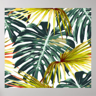 Poster Vintage Feuille Motif de la jungle tropicale