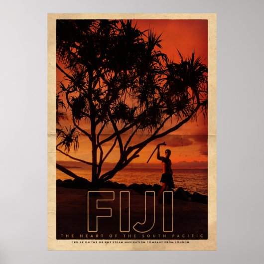 Poster vintage Fiji Travel (Devant)