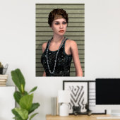 Poster Vintage fille (Bureau à domicile)