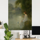 Poster Vintage Fille Art Nouveau En Lumière Lune (Bureau à domicile)