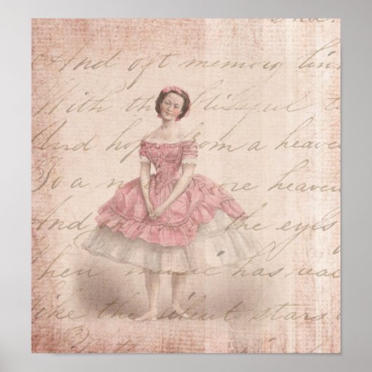 Poster Vintage fille Ballerina dans un Tutu rose (Devant)