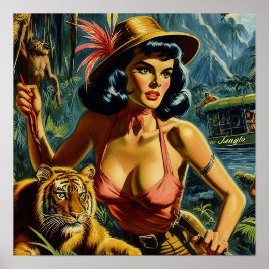 Poster Vintage fille de pâte Jungle (Devant)