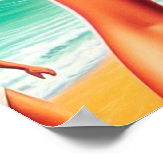 Poster Vintage fille d'été (Coin)