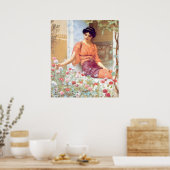 Poster Vintage Fille Italienne Superbe Avec Fleurs D'Été (Cuisine)