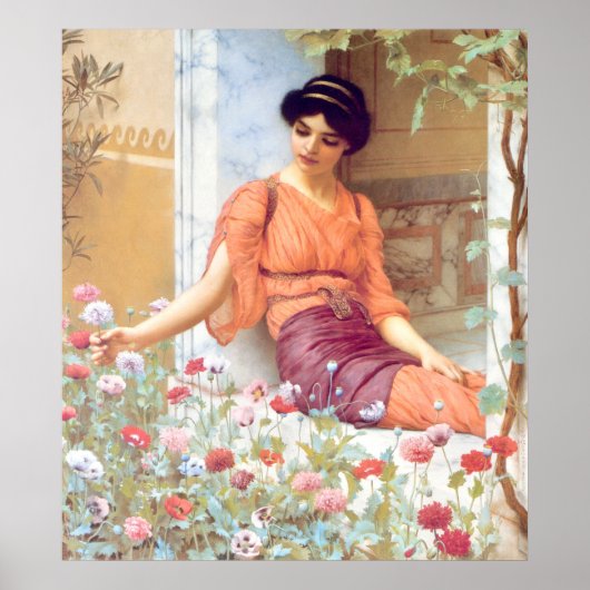 Poster Vintage Fille Italienne Superbe Avec Fleurs D'Été (Devant)