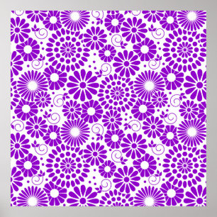 Poster vintage fleuri violet
