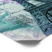 Poster vintage fleuri violet Paris Tour Eiffel (Coin)