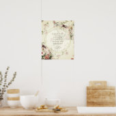 Poster Vintage Floral Botanique Mariage débranché (Cuisine)